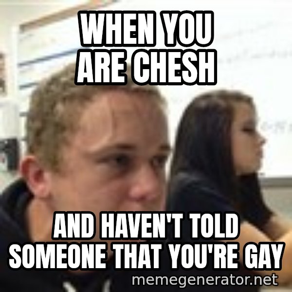 When YouRe Vegan And You HavenT Told Anyone In 2 Minutes meme: when you are chesh / and haven't told someone that you're gay