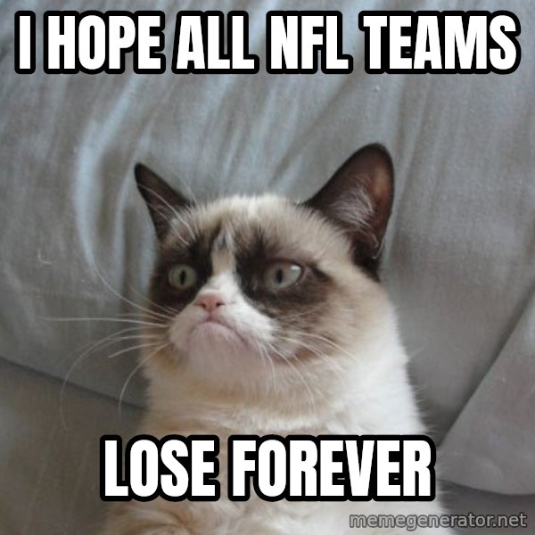 Grumpy cat good meme: I hope all NFL teams / lose forever