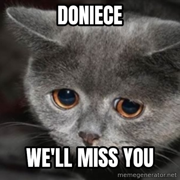 Sadcat meme: Doniece / We'll Miss You
