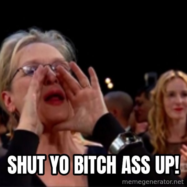 Meryl Streep- meme: Shut yo bitch ass up!