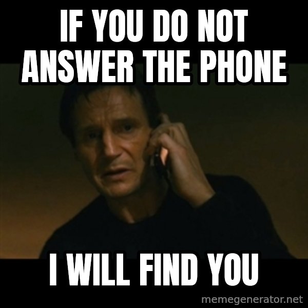 liam neeson taken meme: IF YOU  DO NOT ANSWER THE PHONE / I WILL FIND YOU