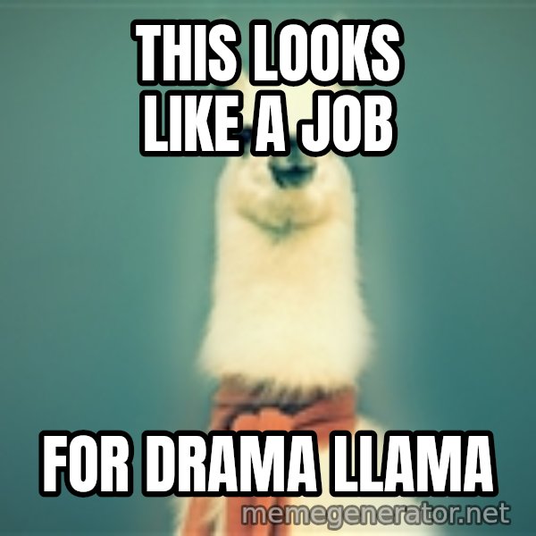Pancakes llama meme: This looks like a job / For Drama LLAMA