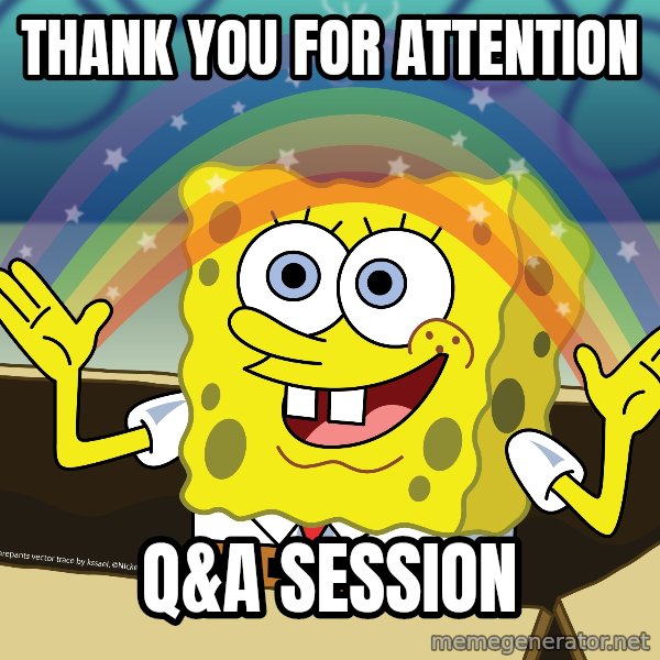 spongebob rainbow meme: THANK YOU FOR ATTENTION / Q&A SESSION