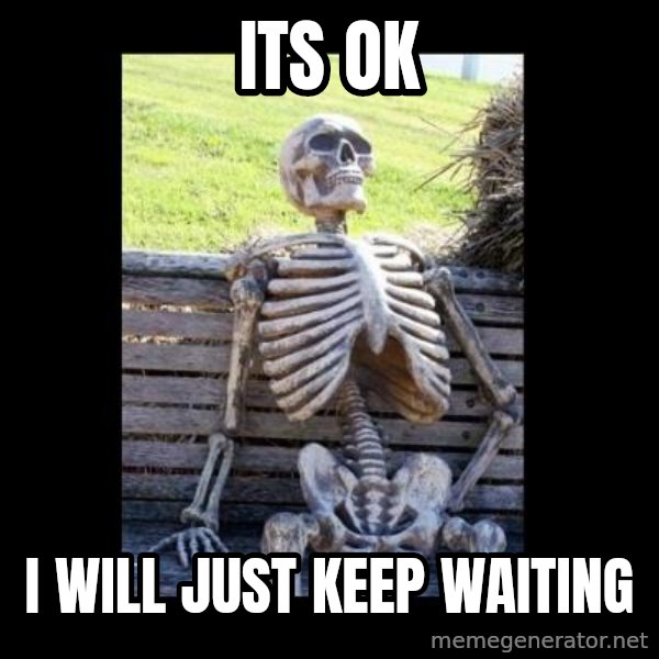 Still Waiting meme: ITS OK / I will just keep waiting