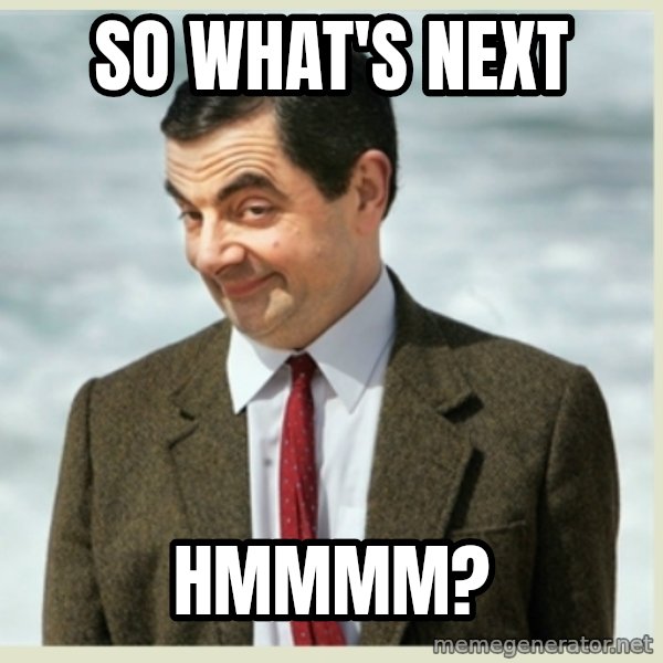 MR bean meme: So what's next / hmmmm?