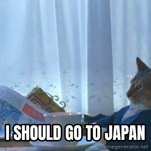 newspaper cat realization meme: i should go to japan