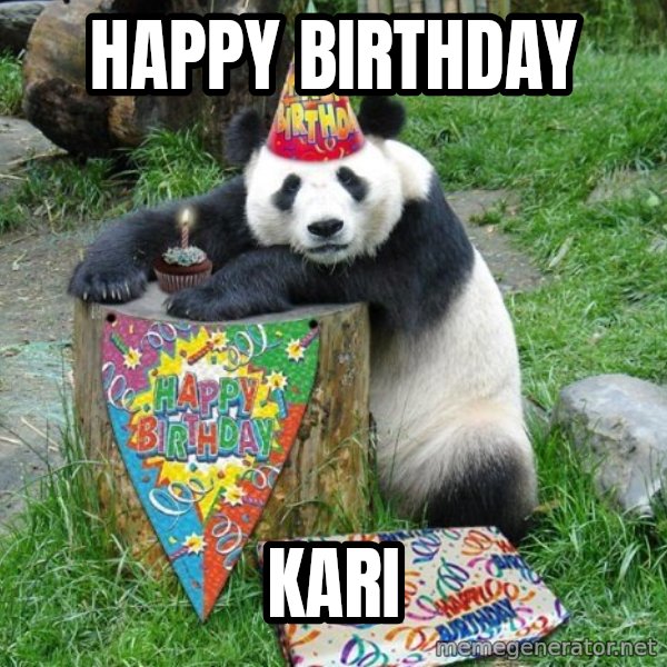 Happy Birthday Panda meme: Happy Birthday / kari