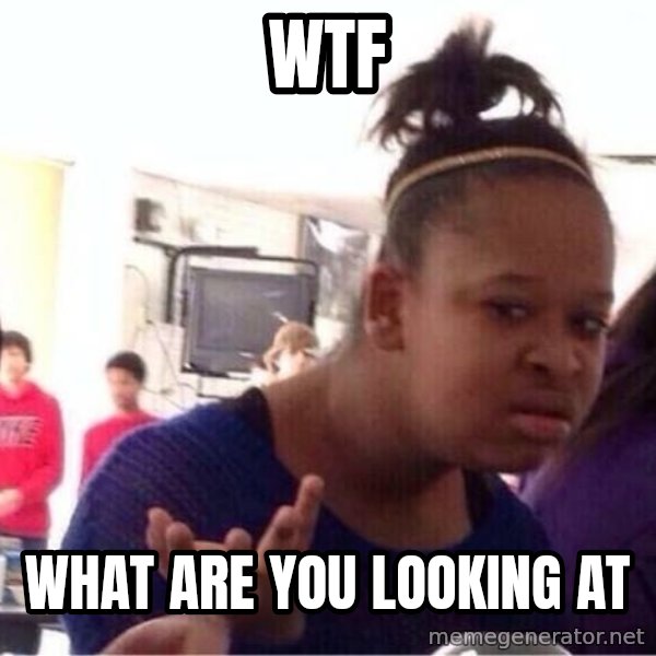 Confused Black Girl meme: Wtf / what are you looking at