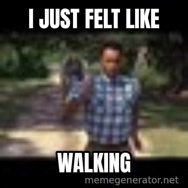 Forrest gump running meme: I Just Felt like / walking
