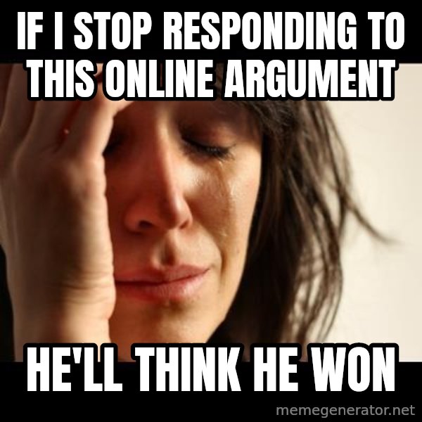 crying girl sad meme: IF I STOP RESPONDING TO THIS ONLINE ARGUMENT / HE'LL THINK HE WON