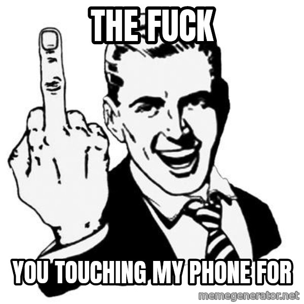 Lol Fuck You meme: The FUCK / You touching my phone for
