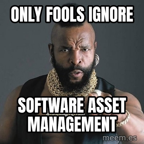 Mr T meme: only fools ignore / software asset management