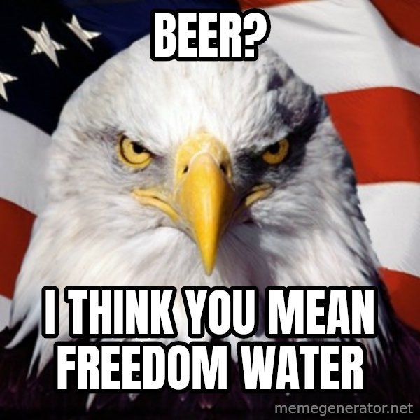 Freedom Eagle  meme: Beer? / I think you mean freedom water