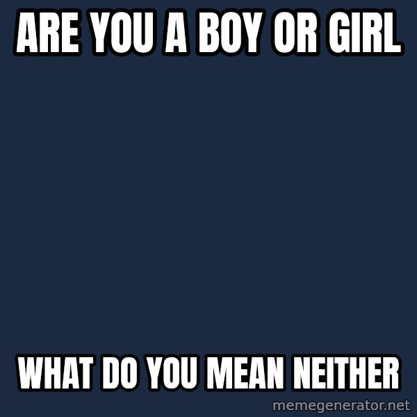 Professor Oak meme: ARE YOU A BOY OR GIRL / WHAT DO YOU MEAN NEITHER