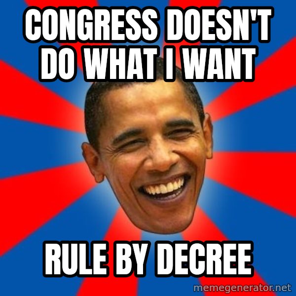 Obama meme: CONGRESS DOESN'T DO WHAT I WANT / RULE BY DECREE