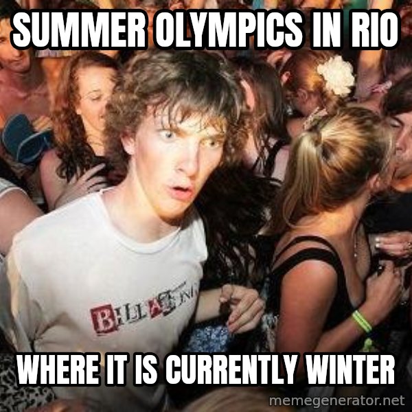 Sudden Realization Ralph meme: summer olympics in rio / where it is currently winter