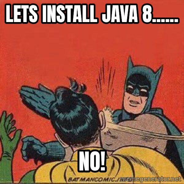 batman slap robin meme: Lets Install Java 8...... / NO!
