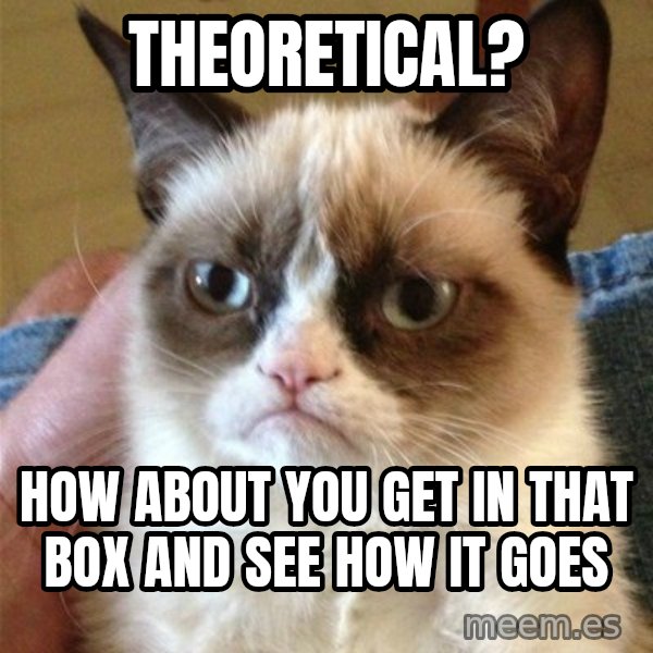 Grumpy Cat  meme: Theoretical? / How about you get in that box and see how it goes