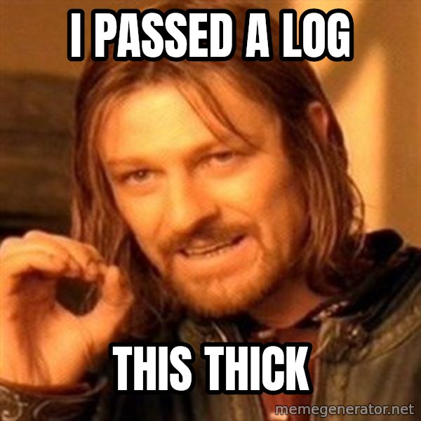 One Does Not Simply meme: i passed a log / this thick