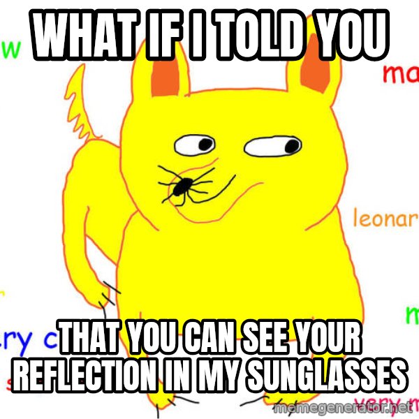What If I Told You meme: what if i told you / that you can see your reflection in my sunglasses