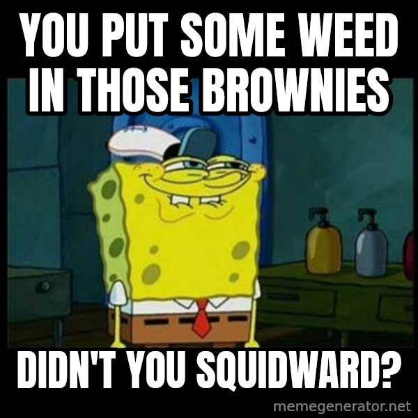 Don't you, Squidward? meme: You put some weed in those brownies / didn't you squidward?