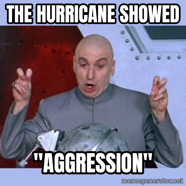 Dr Evil meme meme: the hurricane showed / "aggression"