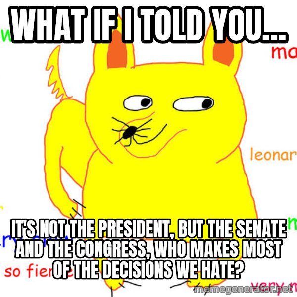 What If I Told You meme: What if I told you... / it's not the President, but the Senate and the Congress, who makes most of the decisions we hate?