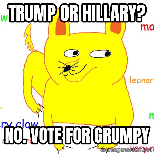 Grumpy Cat  meme: Trump or Hillary? / No. vote for grumpy