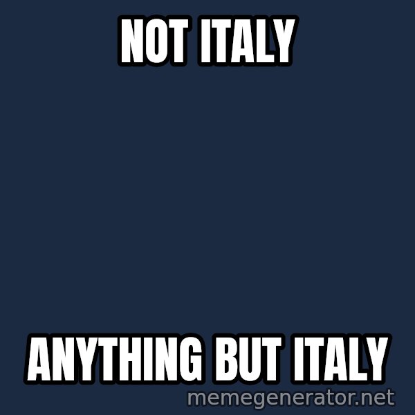 Not Slytherin meme: Not Italy / Anything but Italy