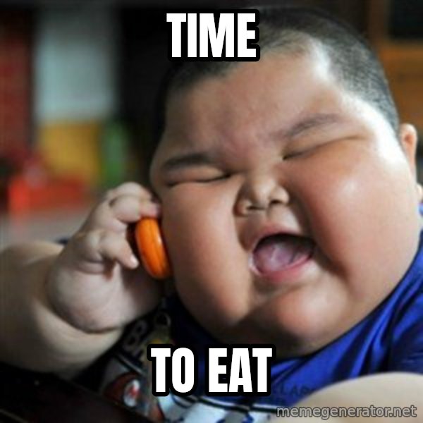 fat chinese kid meme: time / to eat