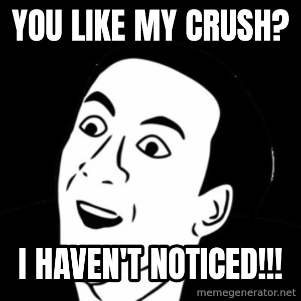 you don't say meme meme: you like my crush? / I haven't noticed!!!