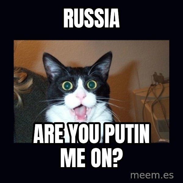 shocked cat meme: Russia / Are You Putin me on?