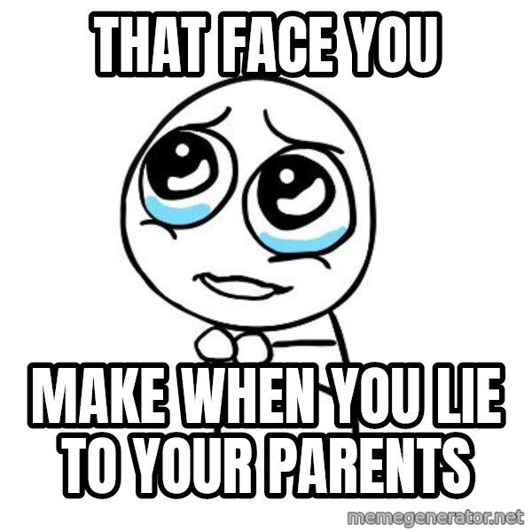 pleaseguy  meme: That face you / Make when you lie to your parents