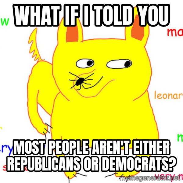 What If I Told You meme: What if I told you / Most people aren't either Republicans or Democrats?