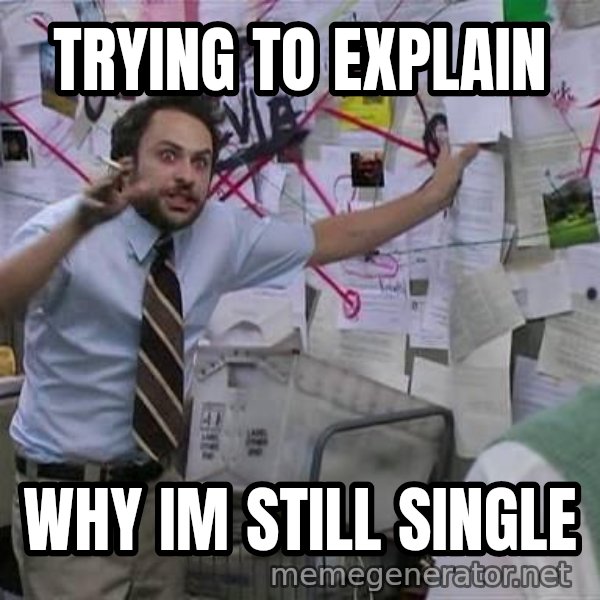 Charlie Day Conspiracy meme: trying to explain / why im still single