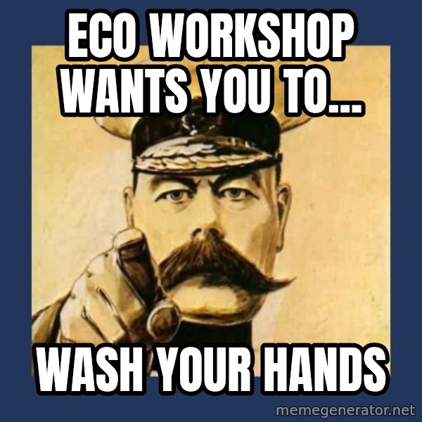 your country needs you meme: ECO Workshop wants you to... / Wash your hands