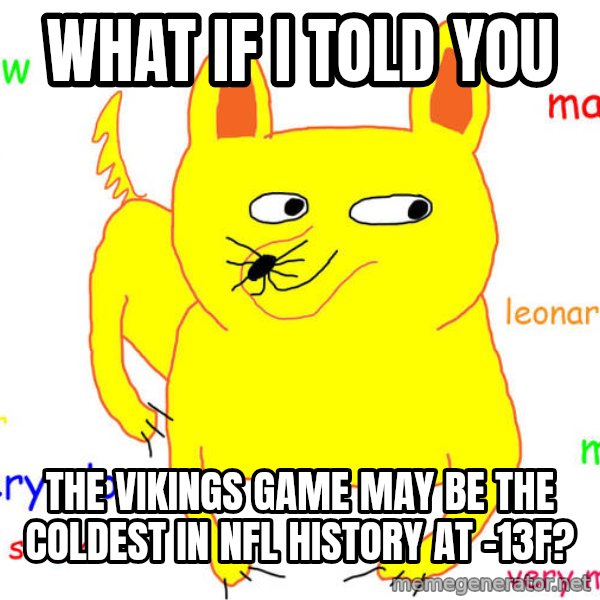 What If I Told You meme: what if i told you / The Vikings game may be the coldest in NFL history at -13F?