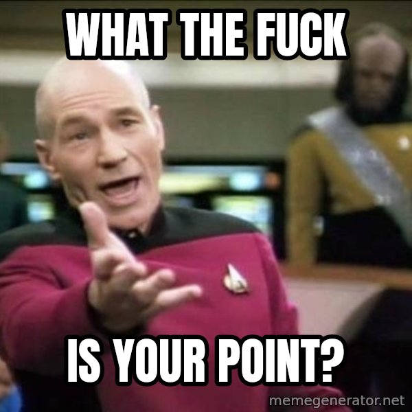 Why the fuck meme: What the fuck / is your point?