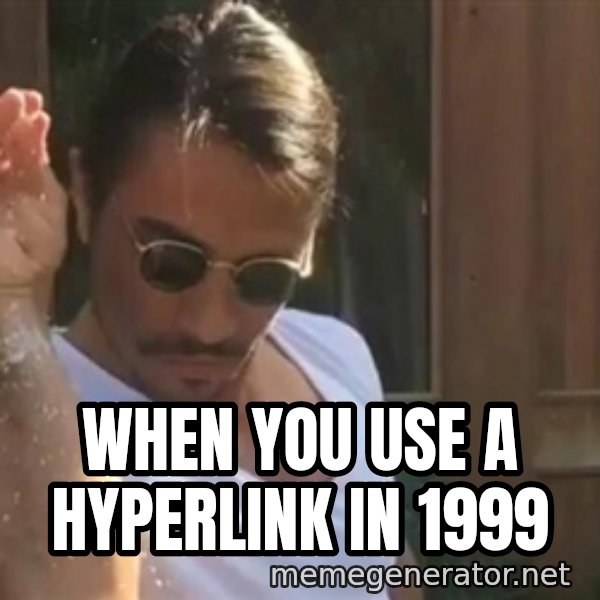 salt bae meme: When you use a hyperlink in 1999