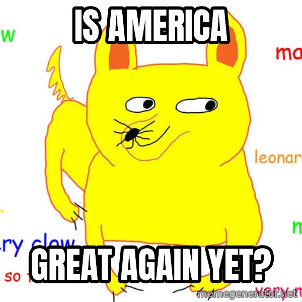 Grumpy Cat  meme: Is America / Great again yet?