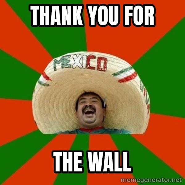 Successful Mexican meme: Thank you for / The wall
