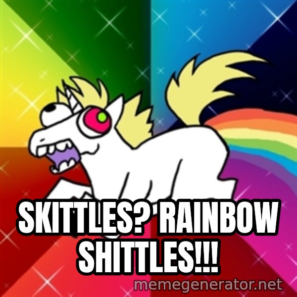 Lovely Derpy RP Unicorn meme: skittles?  Rainbow shittles!!!