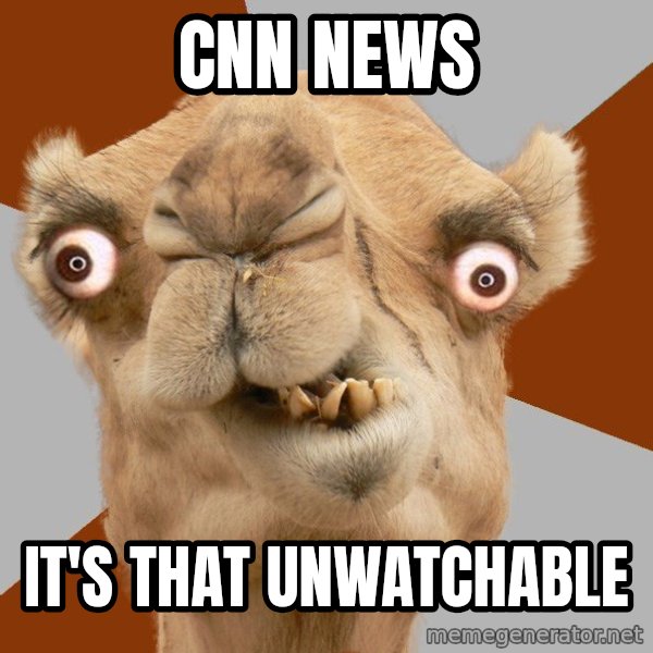 Crazy Camel lol meme: cnn news / it's that unwatchable