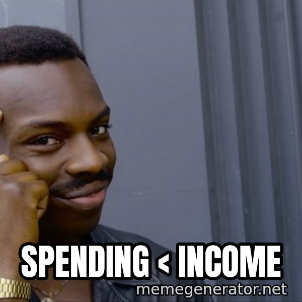 Roll Safe Meeme meme: Spending < Income