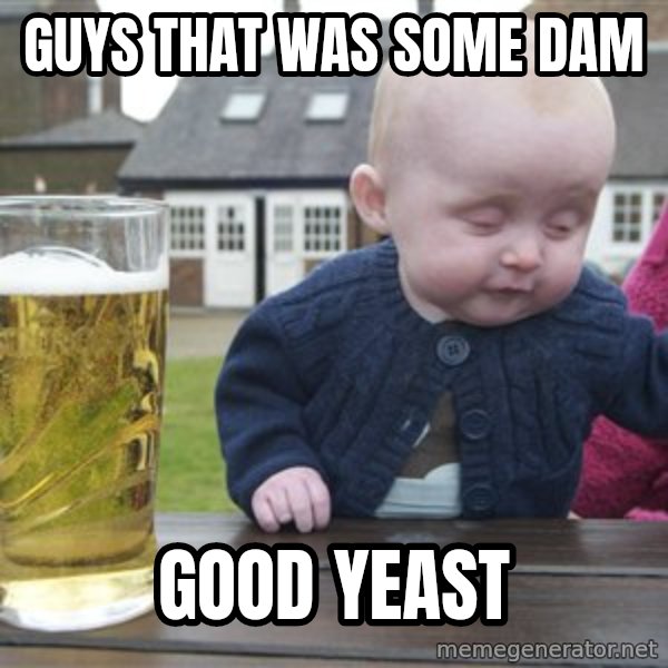 drunk baby 1 meme: Guys that was some  dam / Good Yeast