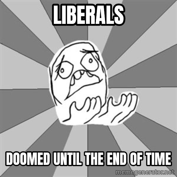Whyyy??? meme: liberals / doomed until the end of time