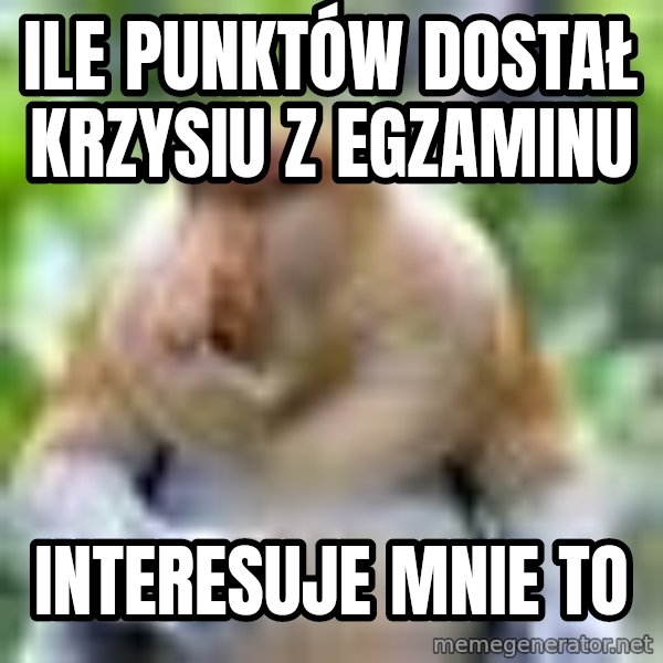 Nosacz Sundajski 22 meme: ile punktów dostał krzysiu z egzaminu / Interesuje mnie to