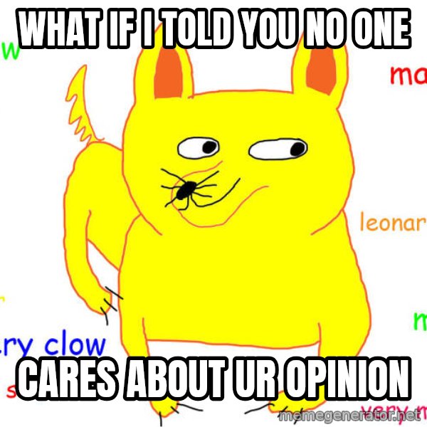 What If I Told You meme: what if i told  you no one / cares about ur opinion
