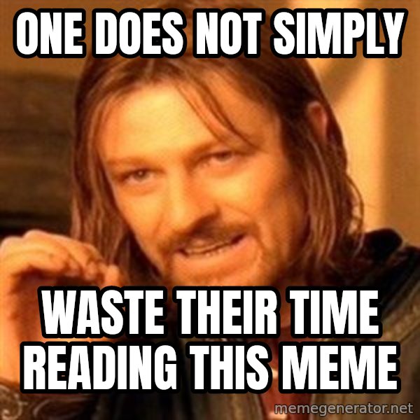 One Does Not Simply meme: ONE DOES NOT   SIMPLY / waste their time reading this meme
