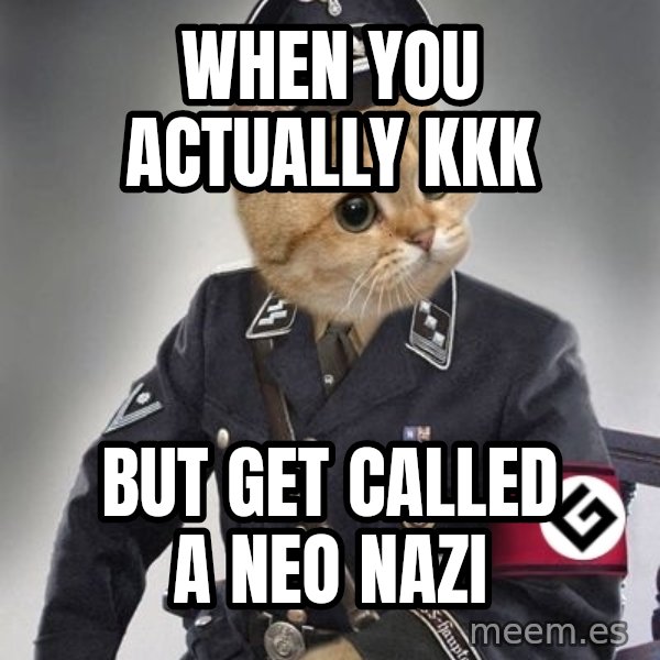 Nazi Cat meme: When you actually kkk / but get called a neo nazi
